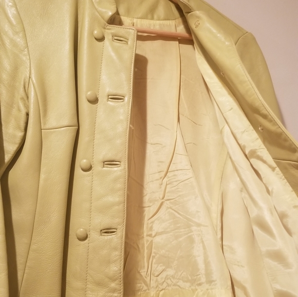 Vintage Chartreuse Faux Leather Jacket - Picture 3 of 4